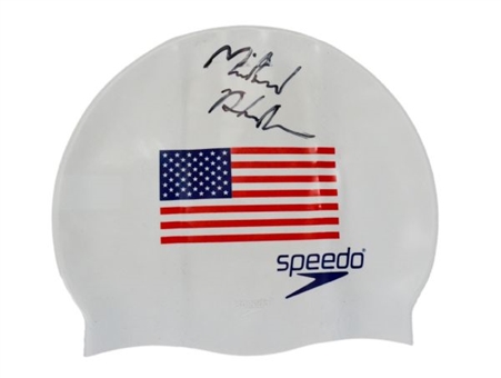 Michael Phelps Signed USA White Speedo Swim Cap 